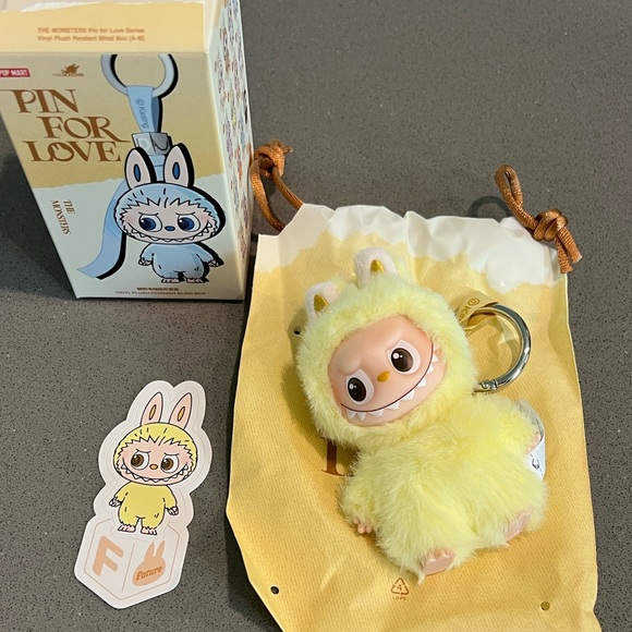 New authentic POP MART Labubu Pin for Love Series keychain- Letter “F” 💛 - Picture 1 of 5